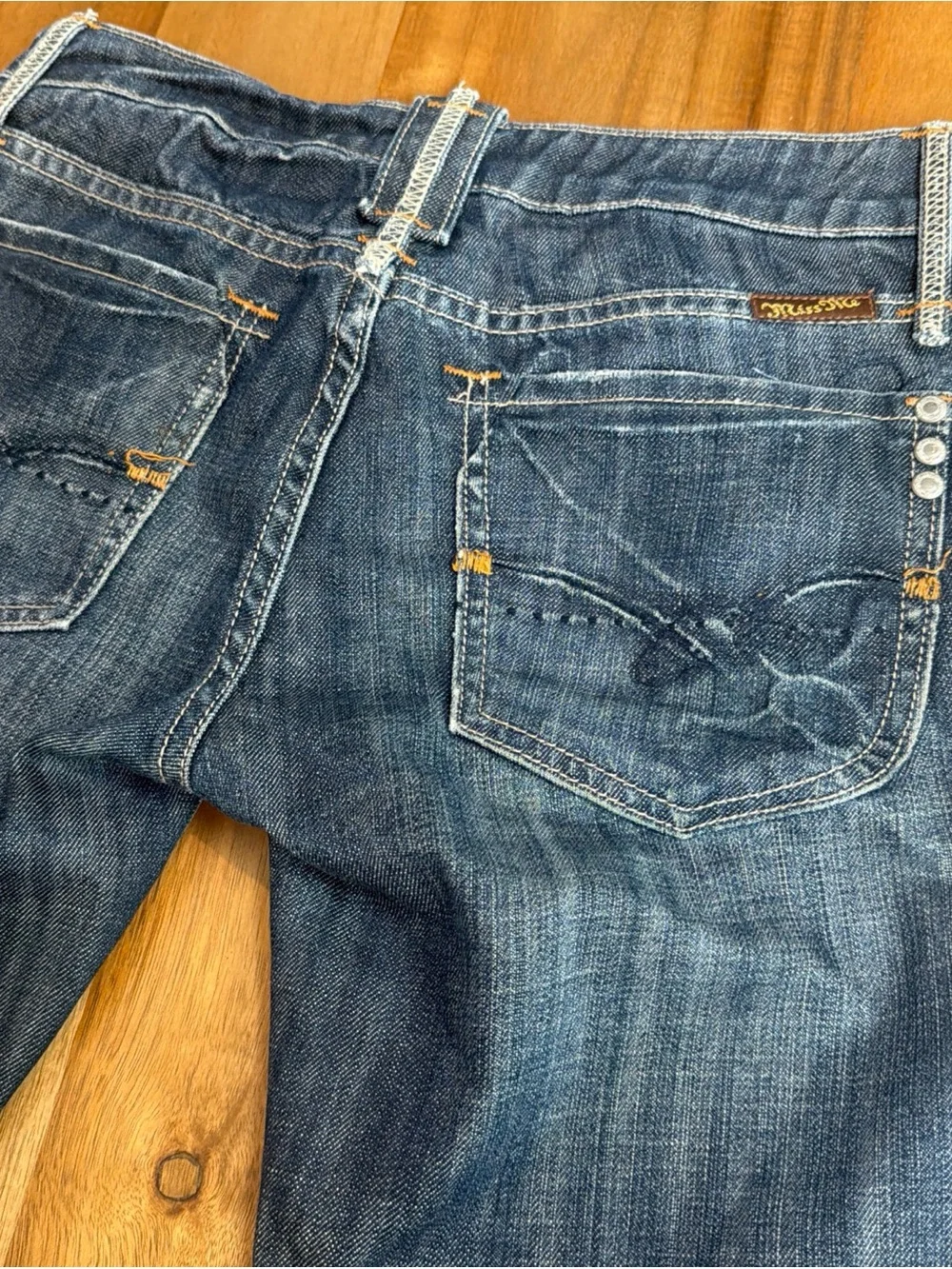 Miss Me Bermuda Shorts Women 28 Blue Denim 28 Raw Hem Distressed Y2K Jhorts